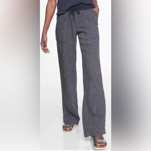 Athleta Stripe Bali Linen Trouser Pants Style 211073 Size 8 Tall